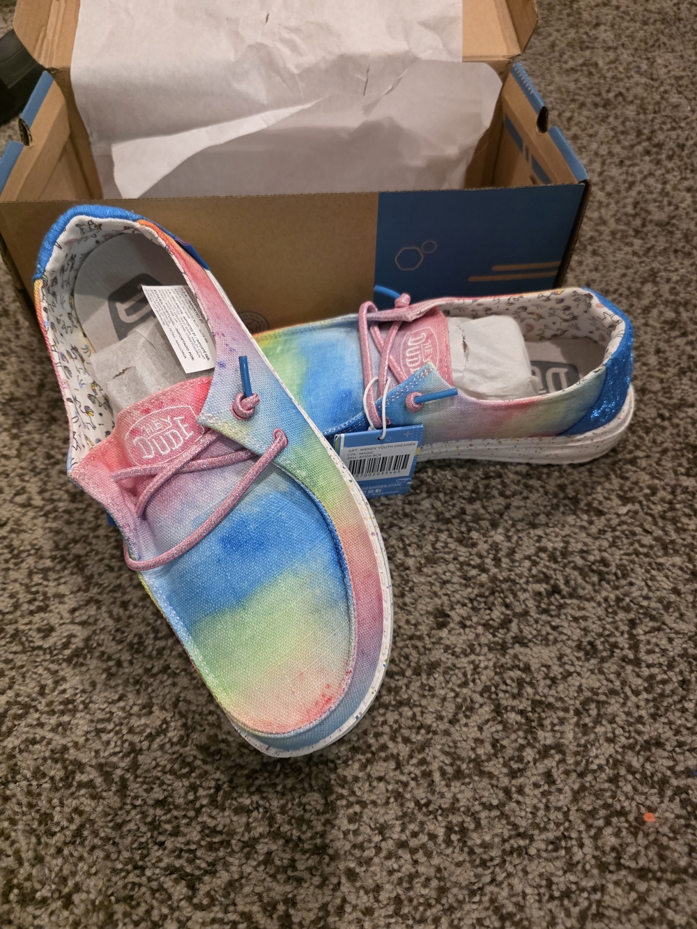 Hey Dude Kids' Multi-Color Tie-Dye Casual Shoes - Pink/Blue/Green
